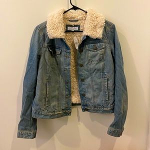 NWT LOFT Faux Sherpa Jean Jacket